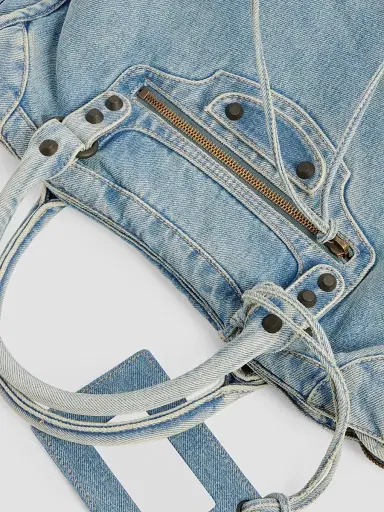 Balenciaga Women's Le City Denim Top Handle Bag - Blue | Thumbnail 6 Balenciaga Women's Le City Denim Top Handle Bag - Blue | Thumbnail 6