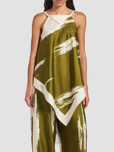 Balenciaga Women's Brush Scratch Scarf Top - Green Multi | Thumbnail 2 Balenciaga Women's Brush Scratch Scarf Top - Green Multi | Thumbnail 2