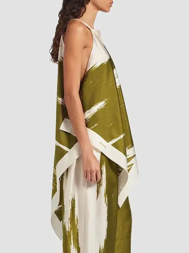 Balenciaga Women's Brush Scratch Scarf Top - Green Multi | Thumbnail 4 Balenciaga Women's Brush Scratch Scarf Top - Green Multi | Thumbnail 4