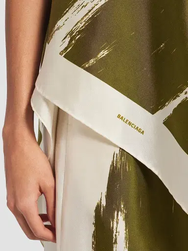 Balenciaga Women's Brush Scratch Scarf Top - Green Multi | Thumbnail 5 Balenciaga Women's Brush Scratch Scarf Top - Green Multi | Thumbnail 5