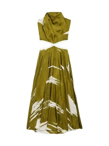 Balenciaga Women's Brush Scratch Cut-Out Dress - Green Multi | Thumbnail 1 Balenciaga Women's Brush Scratch Cut-Out Dress - Green Multi | Thumbnail 1