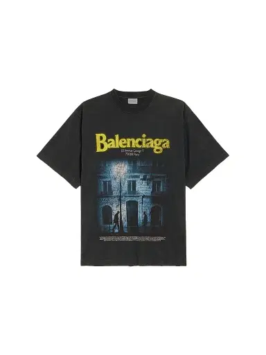 Balenciaga Men's The Address Medium Fit T-Shirt - Washed Black | Thumbnail 1 Balenciaga Men's The Address Medium Fit T-Shirt - Washed Black | Thumbnail 1