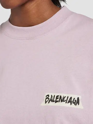 Balenciaga Women's Masking Tape Medium Fit T-Shirt - Dusty Pink | Thumbnail 6 Balenciaga Women's Masking Tape Medium Fit T-Shirt - Dusty Pink | Thumbnail 6