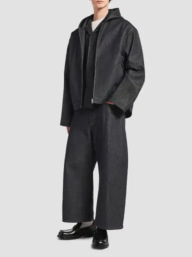 Balenciaga Men's Denim Hooded Jacket - Raw Indigo | Thumbnail 2 Balenciaga Men's Denim Hooded Jacket - Raw Indigo | Thumbnail 2