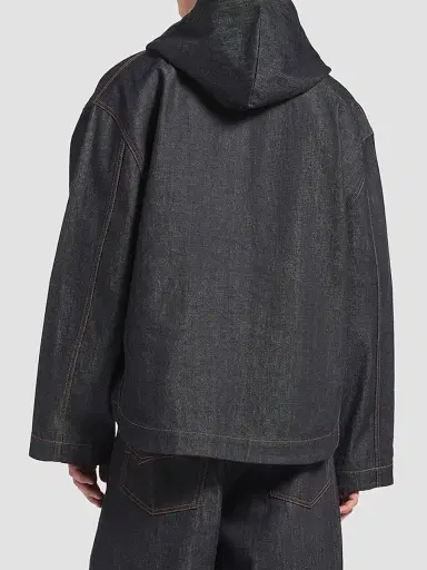 Balenciaga Men's Denim Hooded Jacket - Raw Indigo | Thumbnail 4 Balenciaga Men's Denim Hooded Jacket - Raw Indigo | Thumbnail 4
