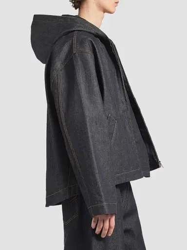 Balenciaga Men's Denim Hooded Jacket - Raw Indigo | Thumbnail 5 Balenciaga Men's Denim Hooded Jacket - Raw Indigo | Thumbnail 5