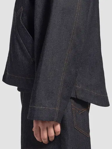Balenciaga Men's Denim Hooded Jacket - Raw Indigo | Thumbnail 6 Balenciaga Men's Denim Hooded Jacket - Raw Indigo | Thumbnail 6