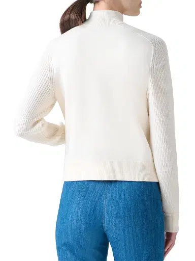 Akris punto Women's Rib-Knit Wool Zip Cardigan - Cream | Thumbnail 5 Akris punto Women's Rib-Knit Wool Zip Cardigan - Cream | Thumbnail 5