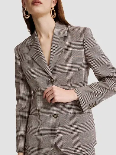 Marella Women's Prince of Wales Blazer - Chocolate - Size 14 | Thumbnail 4 Marella Women's Prince of Wales Blazer - Chocolate - Size 14 | Thumbnail 4