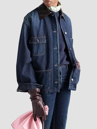 Prada Women's Denim Trucker Jacket - Blue | Thumbnail 3 Prada Women's Denim Trucker Jacket - Blue | Thumbnail 3