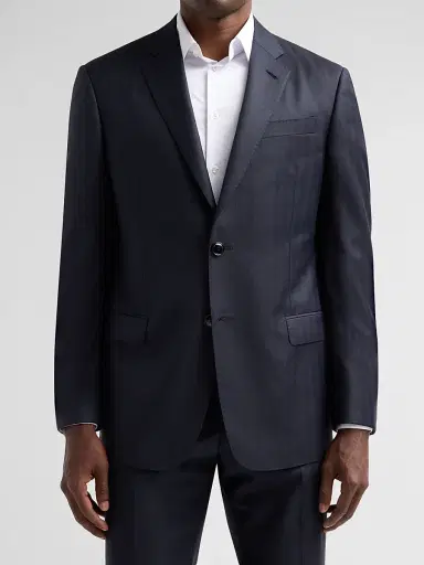Giorgio Armani Men's Striped Herringbone Wool Single-Breasted Suit - Night Sky | Thumbnail 4 Giorgio Armani Men's Striped Herringbone Wool Single-Breasted Suit - Night Sky | Thumbnail 4