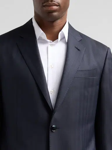 Giorgio Armani Men's Striped Herringbone Wool Single-Breasted Suit - Night Sky | Thumbnail 6 Giorgio Armani Men's Striped Herringbone Wool Single-Breasted Suit - Night Sky | Thumbnail 6