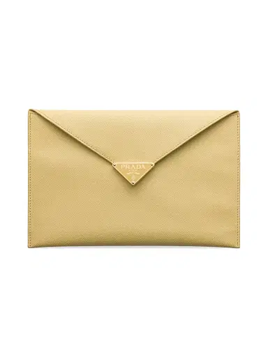 Prada Women's Saffiano Leather Envelope Clutch - Yellow | Thumbnail 1 Prada Women's Saffiano Leather Envelope Clutch - Yellow | Thumbnail 1