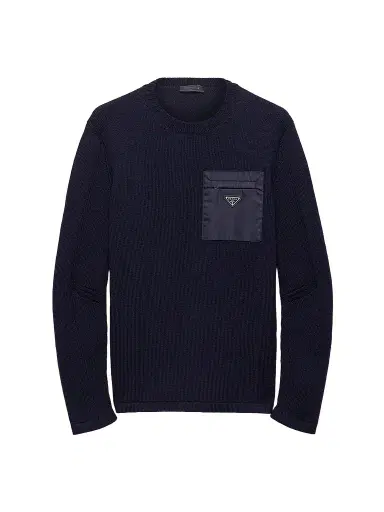 Prada Men's Wool Sweater - Blue | Thumbnail 1 Prada Men's Wool Sweater - Blue | Thumbnail 1