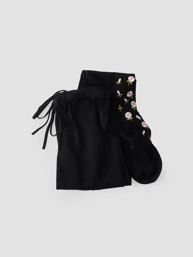 Prada Women's Embroidered Over the Knee Cotton Socks - Black | Thumbnail 2 Prada Women's Embroidered Over the Knee Cotton Socks - Black | Thumbnail 2