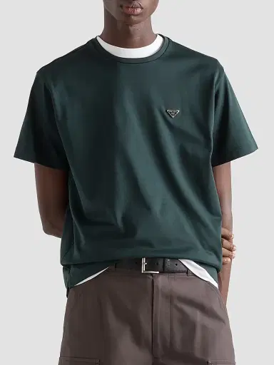 Prada Men's Cotton T-Shirt - Green | Thumbnail 2 Prada Men's Cotton T-Shirt - Green | Thumbnail 2