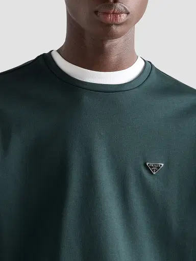 Prada Men's Cotton T-Shirt - Green | Thumbnail 5 Prada Men's Cotton T-Shirt - Green | Thumbnail 5