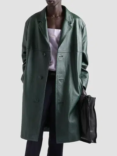 Prada Men's Leather Coat - Green | Thumbnail 2 Prada Men's Leather Coat - Green | Thumbnail 2