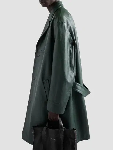 Prada Men's Leather Coat - Green | Thumbnail 3 Prada Men's Leather Coat - Green | Thumbnail 3