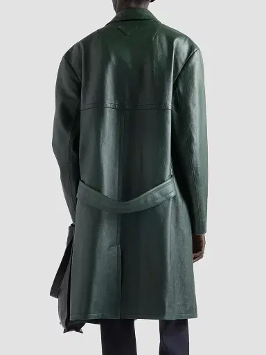 Prada Men's Leather Coat - Green | Thumbnail 4 Prada Men's Leather Coat - Green | Thumbnail 4