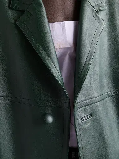 Prada Men's Leather Coat - Green | Thumbnail 6 Prada Men's Leather Coat - Green | Thumbnail 6