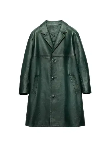 Prada Men's Leather Coat - Green | Thumbnail 1 Prada Men's Leather Coat - Green | Thumbnail 1