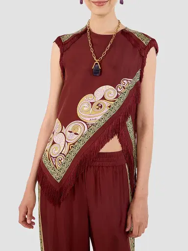 La DoubleJ Women's Scarf Top - Kells Swirl Burgundy | Thumbnail 3 La DoubleJ Women's Scarf Top - Kells Swirl Burgundy | Thumbnail 3