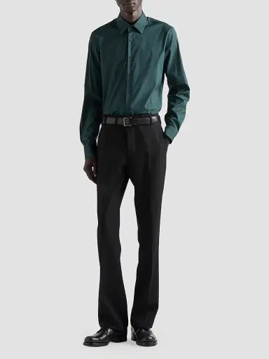Prada Men's Stretch Cotton Shirt - Dark Green | Thumbnail 2 Prada Men's Stretch Cotton Shirt - Dark Green | Thumbnail 2