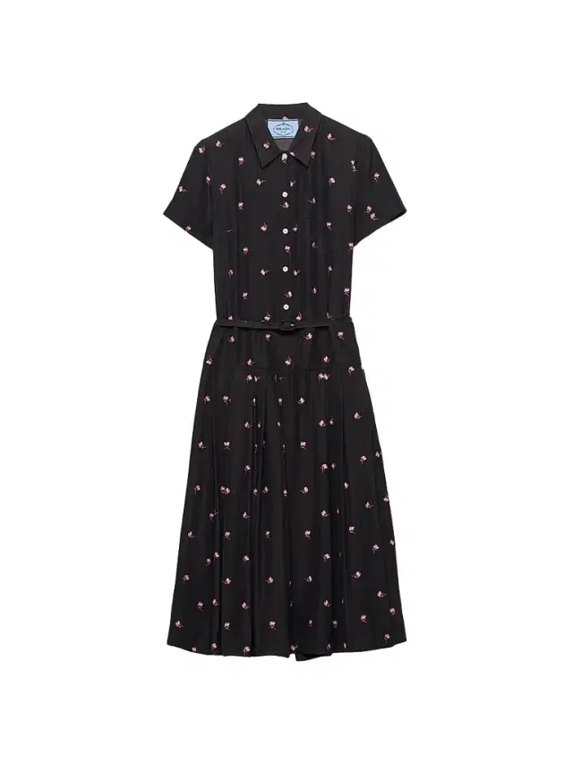 Women's Floral Print Washed Silk Dress - Black Multi Women's Floral Print Washed Silk Dress - Black Multi