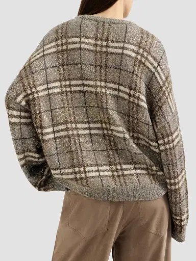 Brunello Cucinelli Women's Dazzling Mohair Prince of Wales Sweater - Light Brown | Thumbnail 4 Brunello Cucinelli Women's Dazzling Mohair Prince of Wales Sweater - Light Brown | Thumbnail 4