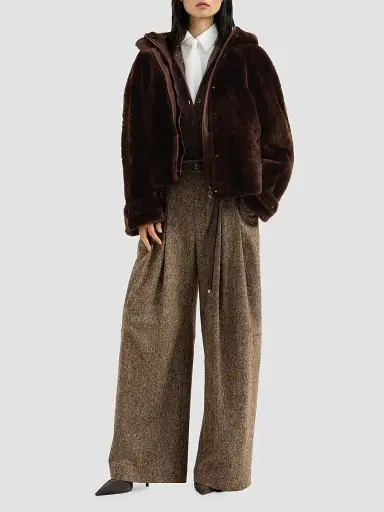 Brunello Cucinelli Women's Lace Flowers Cardigan in Sparkling Mohair and Virgin Wool - Brown | Thumbnail 2 Brunello Cucinelli Women's Lace Flowers Cardigan in Sparkling Mohair and Virgin Wool - Brown | Thumbnail 2