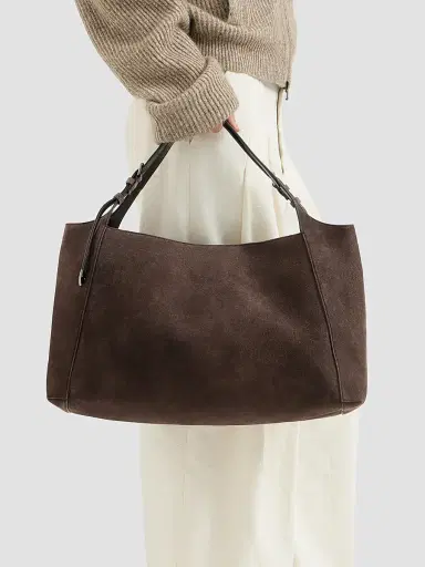 Brunello Cucinelli Women's Sartorial Shopper Bag in Suede - Pine Cone Brown | Thumbnail 2 Brunello Cucinelli Women's Sartorial Shopper Bag in Suede - Pine Cone Brown | Thumbnail 2