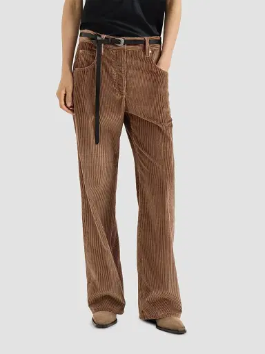 Brunello Cucinelli Women's Cotton Corduroy Straight Five-Pocket Trousers with Monili - Dattero | Thumbnail 3 Brunello Cucinelli Women's Cotton Corduroy Straight Five-Pocket Trousers with Monili - Dattero | Thumbnail 3