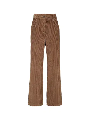 Brunello Cucinelli Women's Cotton Corduroy Straight Five-Pocket Trousers with Monili - Dattero | Thumbnail 1 Brunello Cucinelli Women's Cotton Corduroy Straight Five-Pocket Trousers with Monili - Dattero | Thumbnail 1