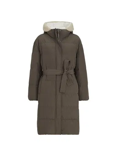 Brunello Cucinelli Women's Techno Cotton Taffeta Down Coat with Shearling Inserts - Brown | Thumbnail 1 Brunello Cucinelli Women's Techno Cotton Taffeta Down Coat with Shearling Inserts - Brown | Thumbnail 1