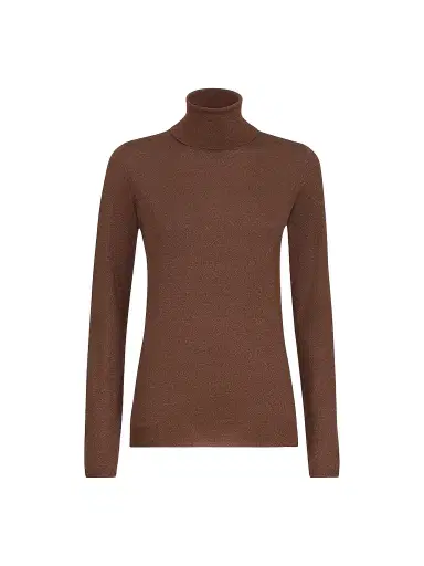 Brunello Cucinelli Women's Sparkling Cashmere and Silk Lightweight Turtleneck Sweater - Brown | Thumbnail 1 Brunello Cucinelli Women's Sparkling Cashmere and Silk Lightweight Turtleneck Sweater - Brown | Thumbnail 1