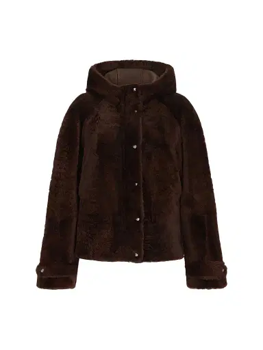 Brunello Cucinelli Women's Shearling Outerwear Jacket with Shiny Zipper Pull - Brown Gianduia | Thumbnail 1 Brunello Cucinelli Women's Shearling Outerwear Jacket with Shiny Zipper Pull - Brown Gianduia | Thumbnail 1