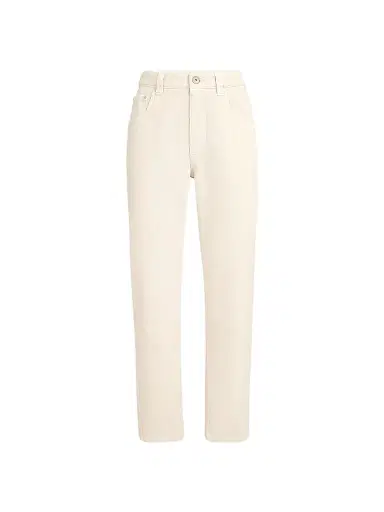 Brunello Cucinelli Women's Dyed Denim Five-Pocket Straight Jeans with Shiny Bartack - Milk | Thumbnail 1 Brunello Cucinelli Women's Dyed Denim Five-Pocket Straight Jeans with Shiny Bartack - Milk | Thumbnail 1