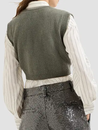 Brunello Cucinelli Women's Cashmere Rib Knit Sweater Vest - Origano | Thumbnail 4 Brunello Cucinelli Women's Cashmere Rib Knit Sweater Vest - Origano | Thumbnail 4
