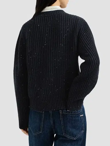 Brunello Cucinelli Women's Cashmere and Wool Ribbed Sweater - Cobalt | Thumbnail 3 Brunello Cucinelli Women's Cashmere and Wool Ribbed Sweater - Cobalt | Thumbnail 3