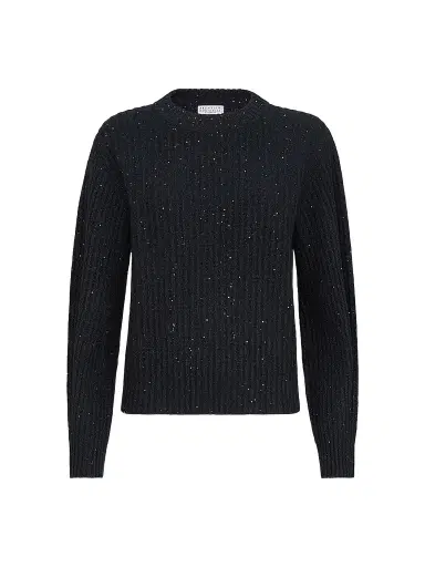 Brunello Cucinelli Women's Cashmere and Wool Ribbed Sweater - Cobalt | Thumbnail 1 Brunello Cucinelli Women's Cashmere and Wool Ribbed Sweater - Cobalt | Thumbnail 1