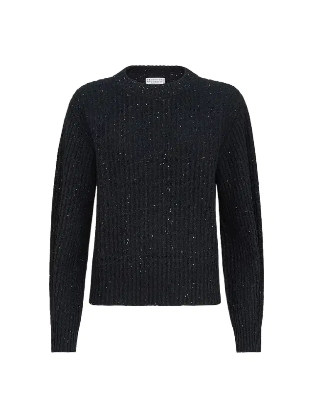 Women's Cashmere and Wool Ribbed Sweater - Cobalt Women's Cashmere and Wool Ribbed Sweater - Cobalt