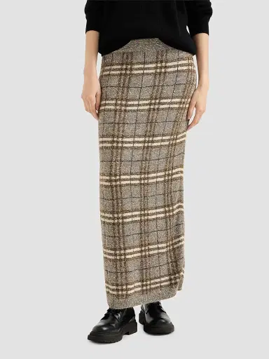 Brunello Cucinelli Women's Dazzling Mohair Prince of Wales Knit Skirt - Light Brown | Thumbnail 2 Brunello Cucinelli Women's Dazzling Mohair Prince of Wales Knit Skirt - Light Brown | Thumbnail 2