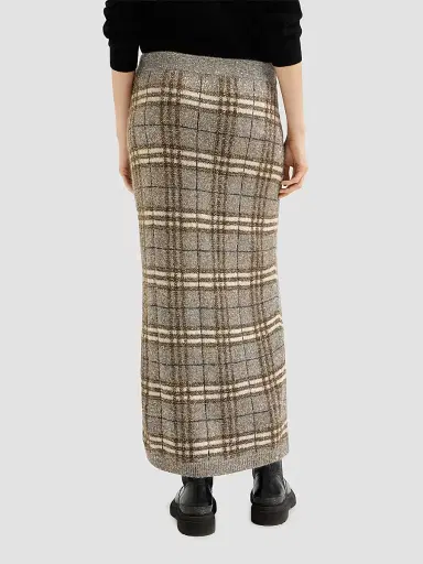 Brunello Cucinelli Women's Dazzling Mohair Prince of Wales Knit Skirt - Light Brown | Thumbnail 3 Brunello Cucinelli Women's Dazzling Mohair Prince of Wales Knit Skirt - Light Brown | Thumbnail 3