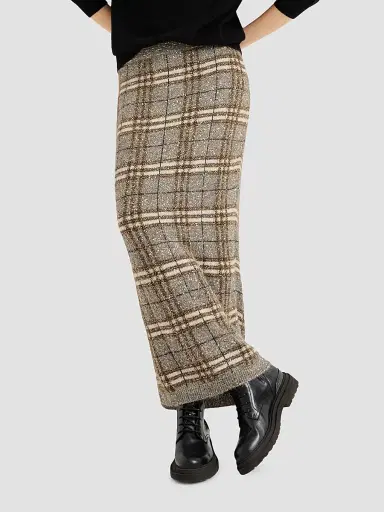 Brunello Cucinelli Women's Dazzling Mohair Prince of Wales Knit Skirt - Light Brown | Thumbnail 4 Brunello Cucinelli Women's Dazzling Mohair Prince of Wales Knit Skirt - Light Brown | Thumbnail 4