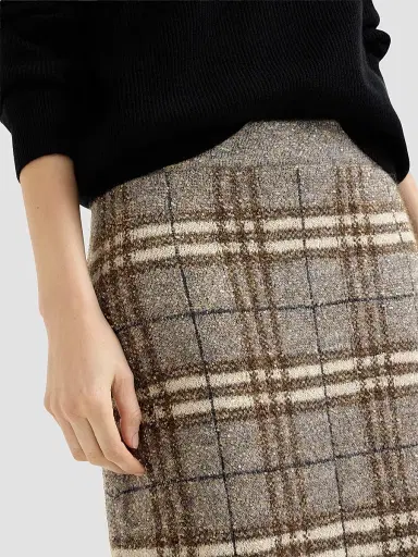 Brunello Cucinelli Women's Dazzling Mohair Prince of Wales Knit Skirt - Light Brown | Thumbnail 5 Brunello Cucinelli Women's Dazzling Mohair Prince of Wales Knit Skirt - Light Brown | Thumbnail 5