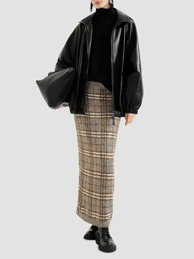 Brunello Cucinelli Women's Dazzling Mohair Prince of Wales Knit Skirt - Light Brown | Thumbnail 6 Brunello Cucinelli Women's Dazzling Mohair Prince of Wales Knit Skirt - Light Brown | Thumbnail 6