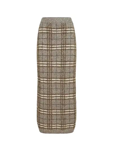 Brunello Cucinelli Women's Dazzling Mohair Prince of Wales Knit Skirt - Light Brown | Thumbnail 1 Brunello Cucinelli Women's Dazzling Mohair Prince of Wales Knit Skirt - Light Brown | Thumbnail 1
