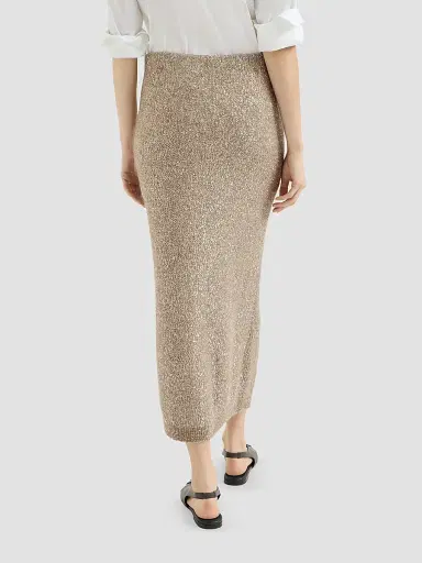 Brunello Cucinelli Women's Mohair and Wool Dazzling Texture Knit Skirt with Monili - Light Brown | Thumbnail 4 Brunello Cucinelli Women's Mohair and Wool Dazzling Texture Knit Skirt with Monili - Light Brown | Thumbnail 4