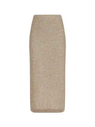 Brunello Cucinelli Women's Mohair and Wool Dazzling Texture Knit Skirt with Monili - Light Brown | Thumbnail 1 Brunello Cucinelli Women's Mohair and Wool Dazzling Texture Knit Skirt with Monili - Light Brown | Thumbnail 1
